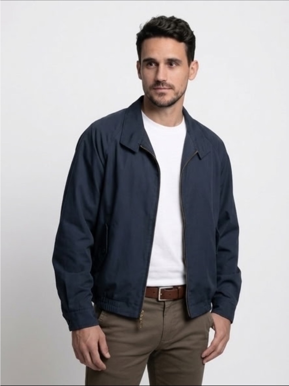 London Fog Navy Zip Harrington Jacket